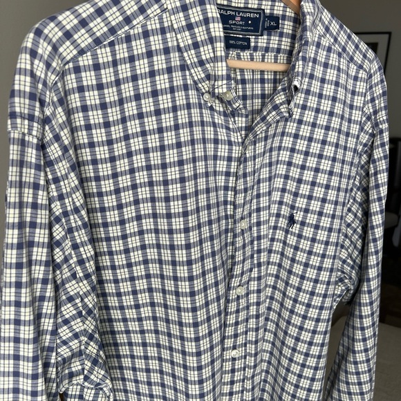 Ralph Lauren Sport Cotton Blue/white/yellow Plaid Longsleeve Button Up XL - Picture 3 of 13